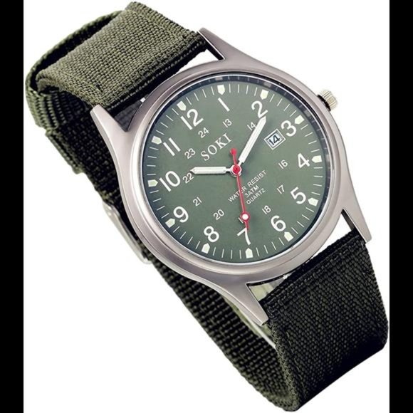 Lancardo Analog Quartz Watch with Woven Nylon Band Calendar Luminous Hand